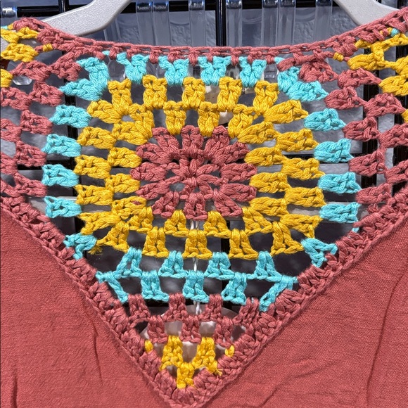 Umgee Terracotta Cardigan / Kimono with Granny Square Crochet - Picture 6 of 6